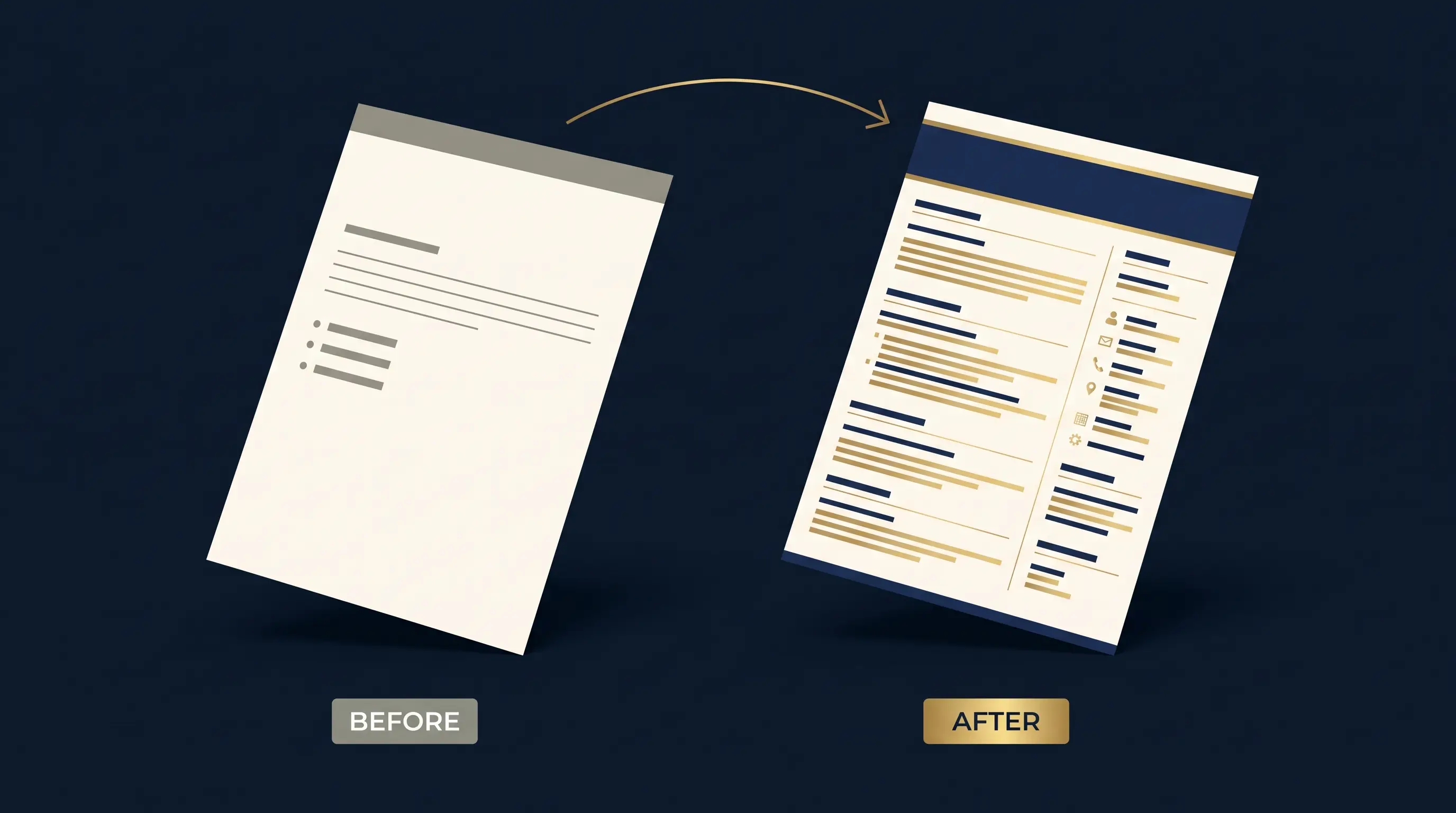 An example showing a CV before and after a professional rewrite
